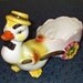 CUTE Planter 1950s Vintage DUCK pulling Cart - Japan Great for Easter
