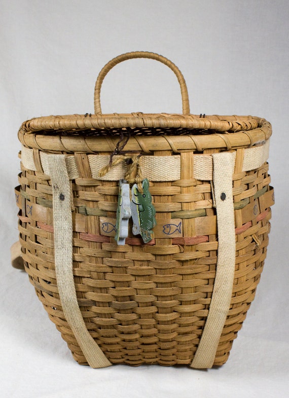 Vintage Strip Wood Fishing Basket