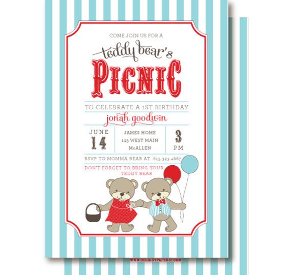 Teddy Bear Picnic Invitation Wording 1