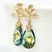 Swarovski Sahara pear shaped crystal earrings with gold plated flower posts
