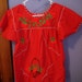 VTG 70's mexican embroidered strawberries tunic tent top xs, red, cotton, boho