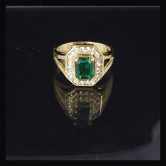 Faux Gold Emerald and Diamond Costume Jewelry Ring