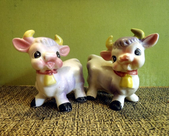 Antique Purple Cow Salt and Pepper Shakers by RabbitsInTheAttic