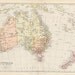 Map of Australia & New Zealand 1882 Decorative and Colorful - Mans Office Gift