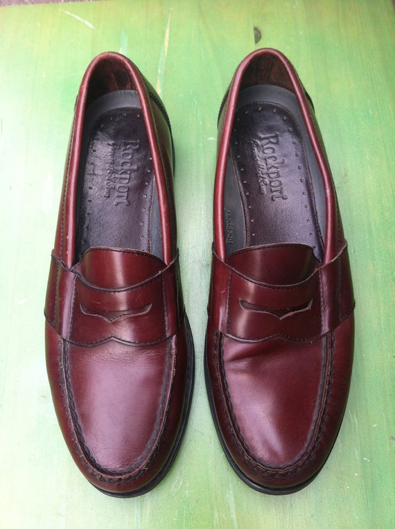 M 11 90s Men's Red/Brown Penny Loafers Grandpa Slip On