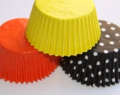 Orange Yellow Black Standard or Mini Cupcake Baking Liners Il_170x135