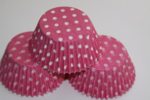 50 Hot Pink / Watermelon and White Polka Dot Baking Liners Il_570xn