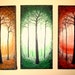 Triptych Abstract Tree Forest Painting Large Three Sections