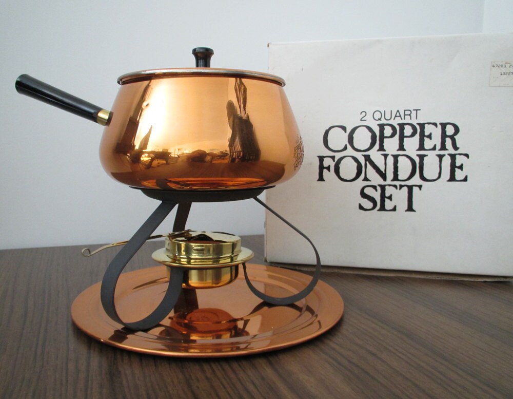 Vintage Copper Fondue Set in Original Box