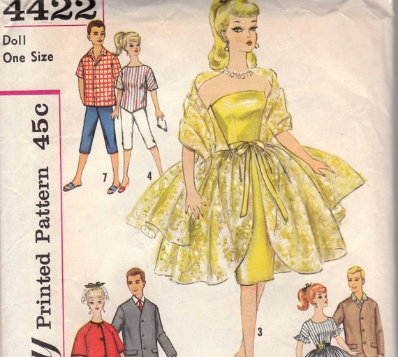 Vintage Barbie Doll Clothes Pattern Simplicity 4422