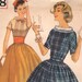 1950s Two Piece Dress Pattern with Wide Neckline and Flared Skirt Simplicity 1888 Size 14