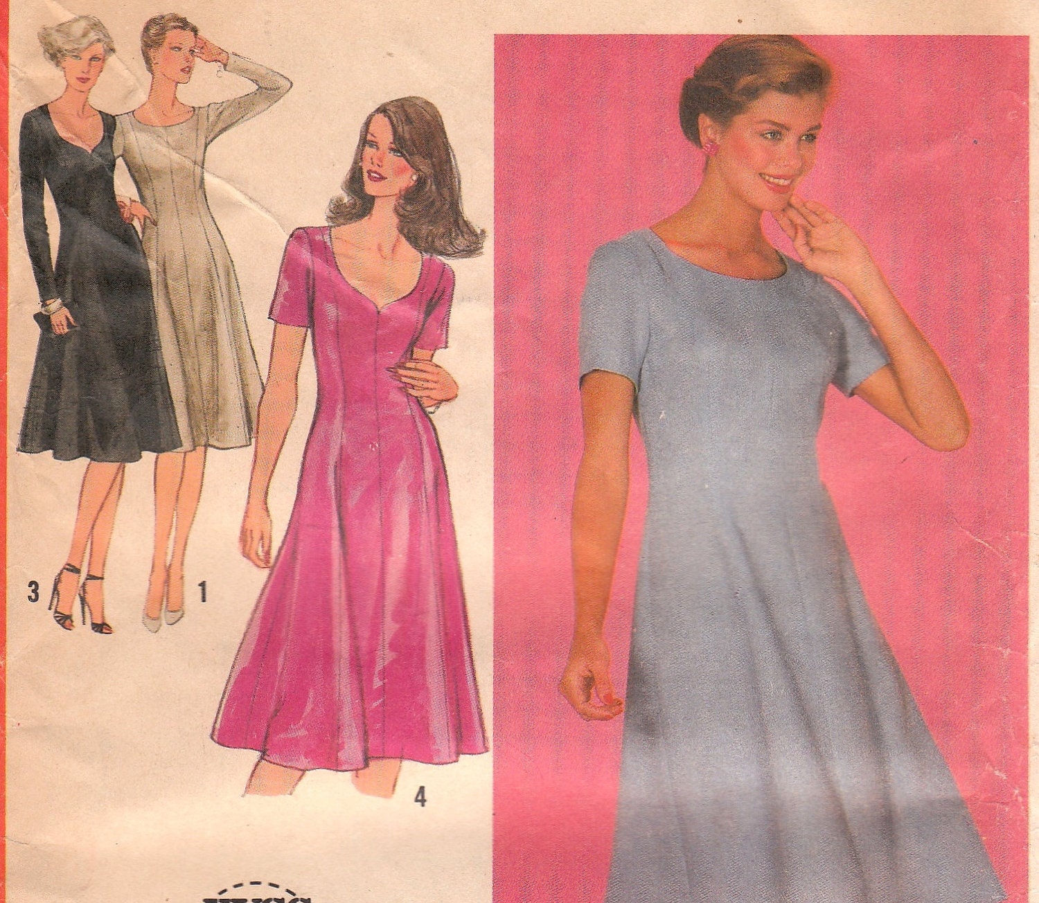 Princess Seam Dress Pattern Simplicity 9505 Size 14 1/2 Uncut