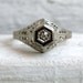 Stunning Vintage Filigree 14K White Gold Diamond Engagement Ring
