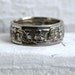 Amazing Vintage Floral Patterned 14K White Gold Wide Wedding Band.