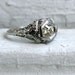 RESERVED - Antique Art Nouveau 14K White Gold Champagne Diamond Engagement Ring - 0.70ct
