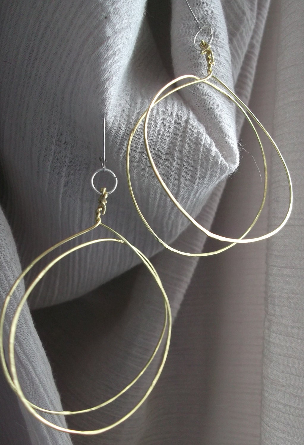 Brass copper hoop earrings
