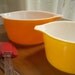 Vintage Pyrex Dishes, Orange Pyrex and Yellow Pyrex - Treasury Item