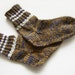 Hand Knitted Wool Socks - Brown and Dark Grey, Large