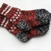 Hand Knitted Wool Socks for Children - Red, Black and Gray