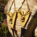 Tribal Earrings/ Chevron Leather Dangle Earrings/ Upcycled Leather Earrings Yellow Black