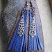 Leather Fringe Dangle Earrings/ Upcycled Leather Earrings Blue Mocha