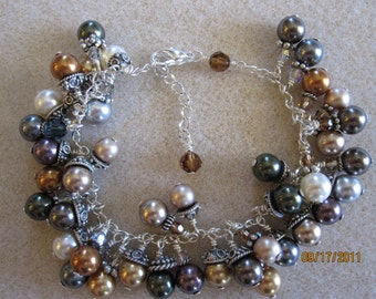 Multicolor Swarovski pearl and crys tal bracelet ...