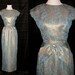 Reserved through 3/29 for DF /// Vintage Cap-sleeve Maxi Dress in Pale Blue w Gold Embroidery by FANYA SF
