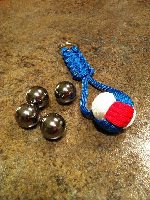 Custom Paracord Keychain with 3/4 Steel Ball Inside