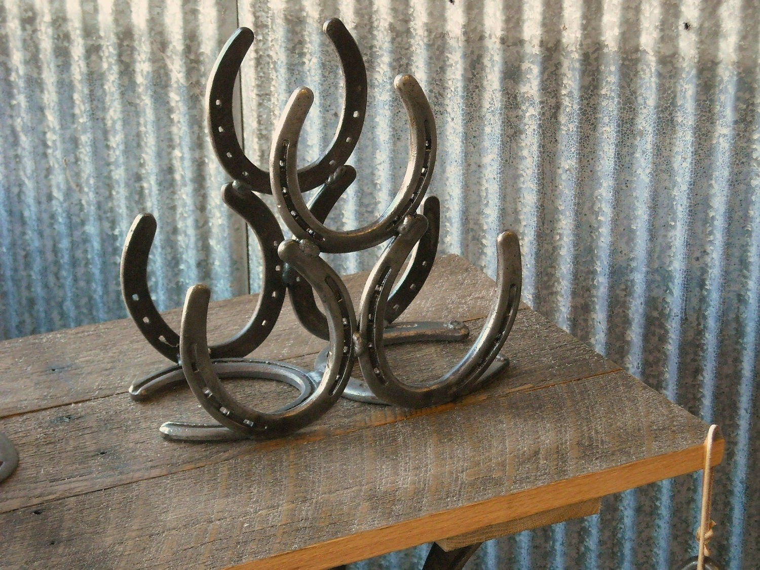 Horseshoe Wine Rack Made from Upcycled Horse Shoes