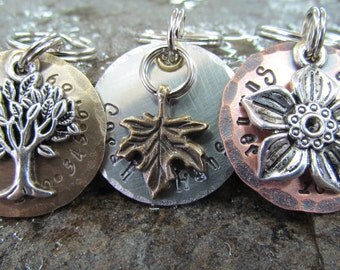 dog id tag - Pet Tags - Pet ID Tag - Dog Collar Tag with Flower or Tree of Life Charm, Personalized Pet - Dog Harness tag - Cat collar tag