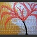 Sale 25% Original Abstract Painting -Red Blossom Tree- Palette Knife Acrylic Painting, Modern Art by Carola, 36"x24" FREE SHIPPING
