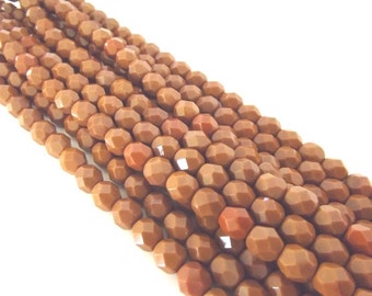 25 Umber Faceted Firepolished 6mm Czech Glass Beads