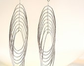 Cascading Multiple Silver Hoops Earrings. Bride. Formal