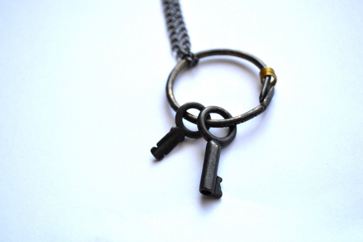 SteampunkSkeleton Key Ring Gold WireJanitor by twelvetwentythree