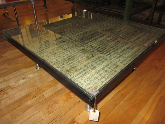 Items similar to Reclaimed Wood Glass Coffee Table on Etsy