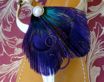 Heart and Soul Purple Peacock Shoe Clips