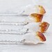 Raw gemstone jewelry: rough citrine stone and sterling silver necklace