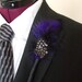Black/Purple Feather Boutonniere