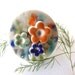 Flower Power Ring Ceramic Orange Lime and Blueberry fruit glazed flowers, adjustable ring base