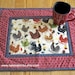 Quilted placemats, Chicken placemats, red, black set of 2