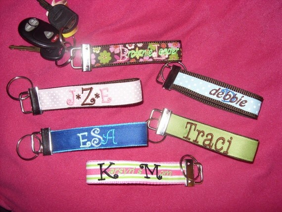 Custom and Personalized Embroidered Key Fobs - FREE SHIPPING