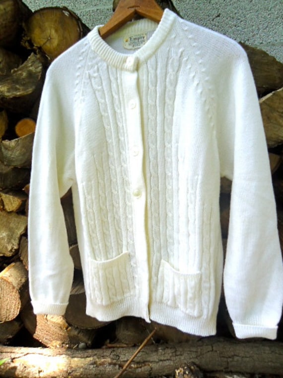 White Sweater Button Up - Cashmere Sweater England