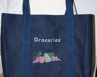 Canvas Tote embroidered with Groceries (Item #2104)
