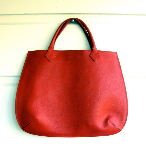 Cherry Red Leather Handbag by Tanner Italy