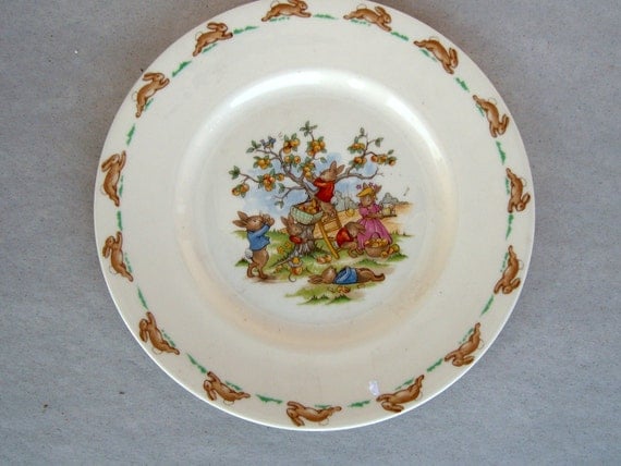 ROYAL DOULTON BUNNYKINS 8 Child's Plate Golden by dkjames