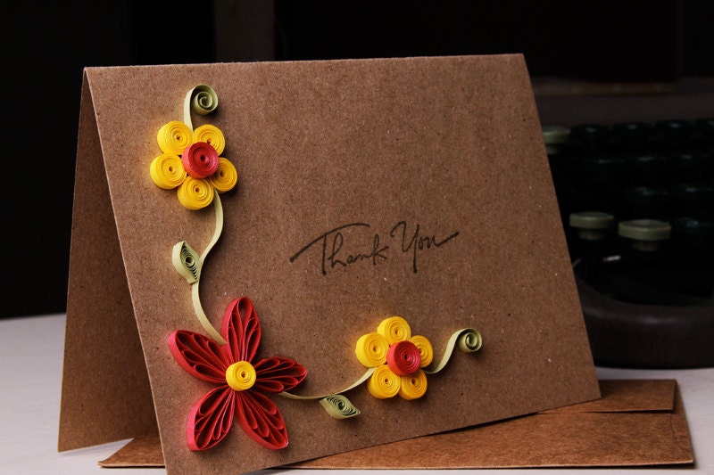 Handmade Thank You Card Quilled Paper