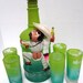 Reserved for Robin Vintage Lime Green Whimsical Tequila Decanter and 5 Shooter Glasses c.1960