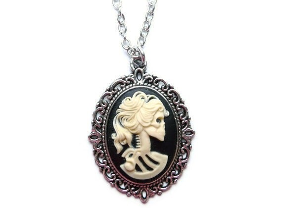 Lolita Skeleton Necklace Cameo Pendant Skull Gothic by missbohemia