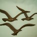 Bird Wall Hanging Faux Wood Resin Two Pieces Three Birds