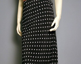Vintage 70s Black and White Polka Dot Maxi Dress